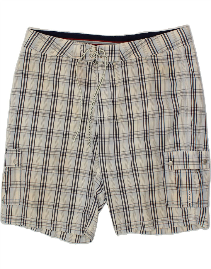 NORTH SAILS Mens Graphic Swimming Shorts Large  Grey Check Cotton Vintage North Sails and Second-Hand North Sails from Messina Hembry 