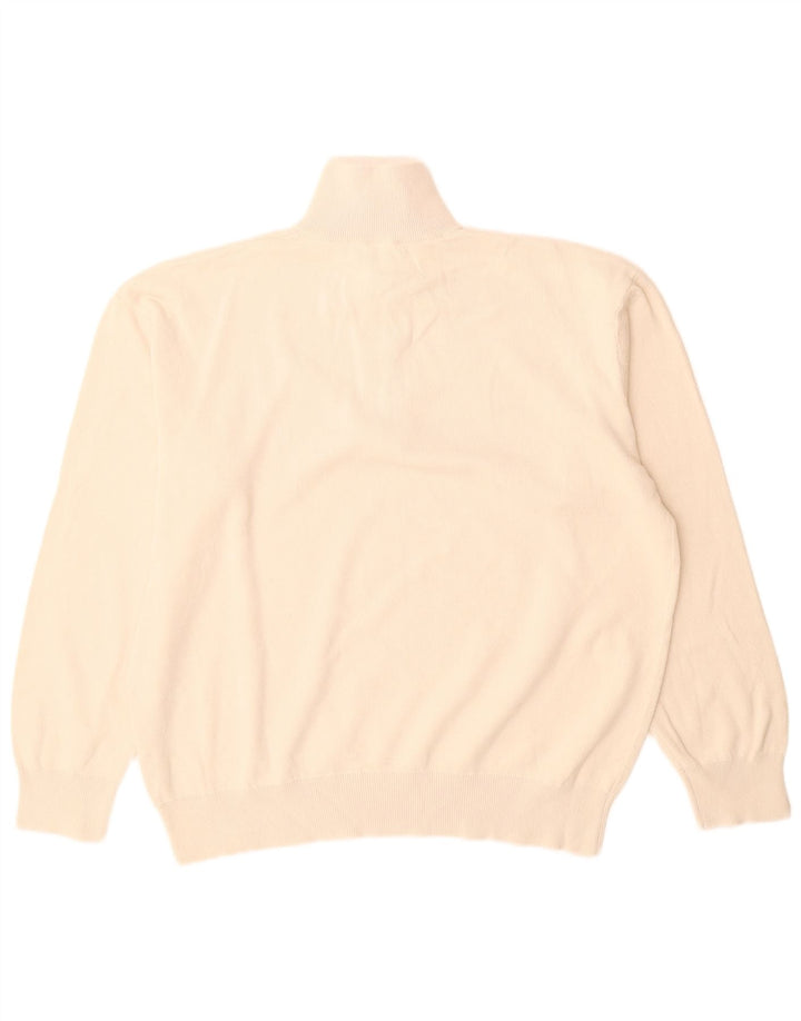 Męski sweter Zara z zamkiem błyskawicznym, duży, z białej bawełny