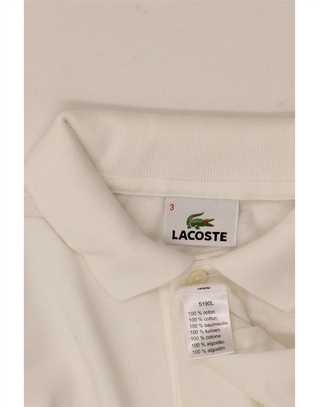Męska koszulka polo z długim rękawem LACOSTE, rozmiar 3, mała, biała, bawełniana