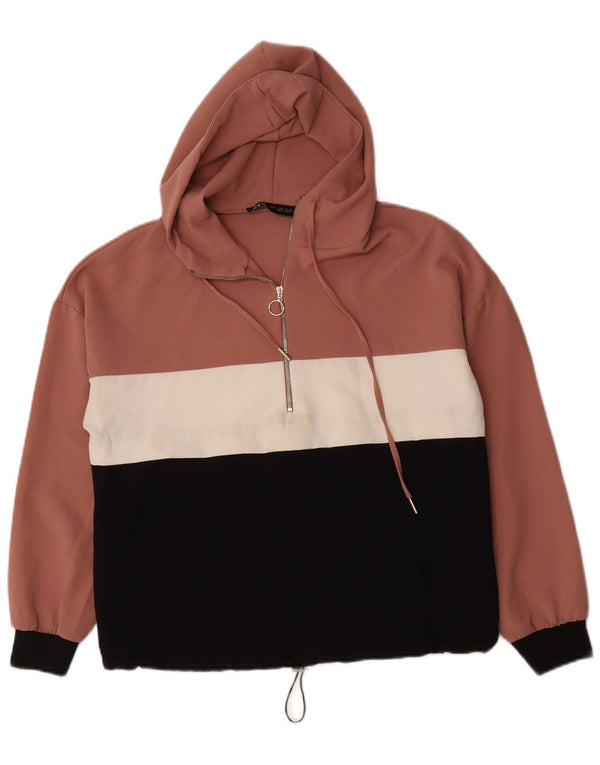 Damski sweter Zara Oversize z kapturem i zamkiem błyskawicznym UK 10 Small Pink Colorblock