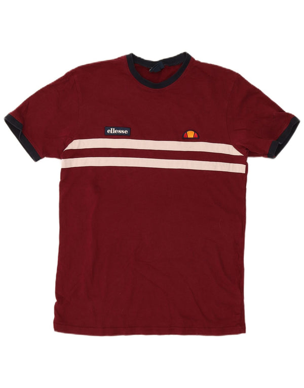 T-shirt męski Ellesse, mały, bordowy, bawełniany w paski