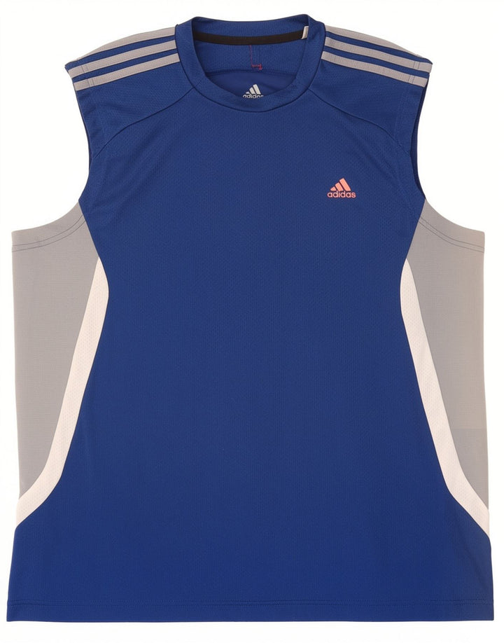 Adidas Męska kamizelka Climacool Top Średni Niebieski Poliester z blokami kolorów