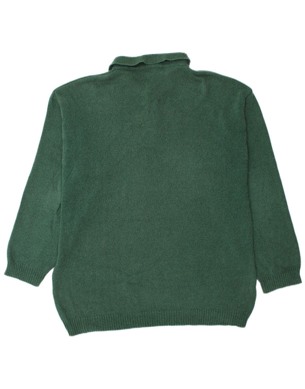 BASIC Męski sweter polo, 2XL, zielony, bawełniany