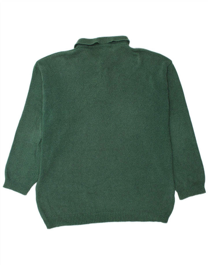 BASIC Męski sweter polo, 2XL, zielony, bawełniany