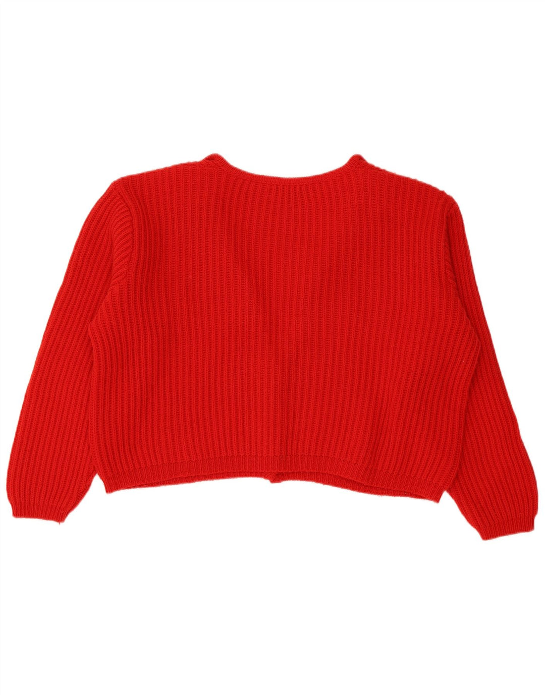 Damski sweter rozpinany Benetton Crop Oversize IT 48 XL, czerwona wełna