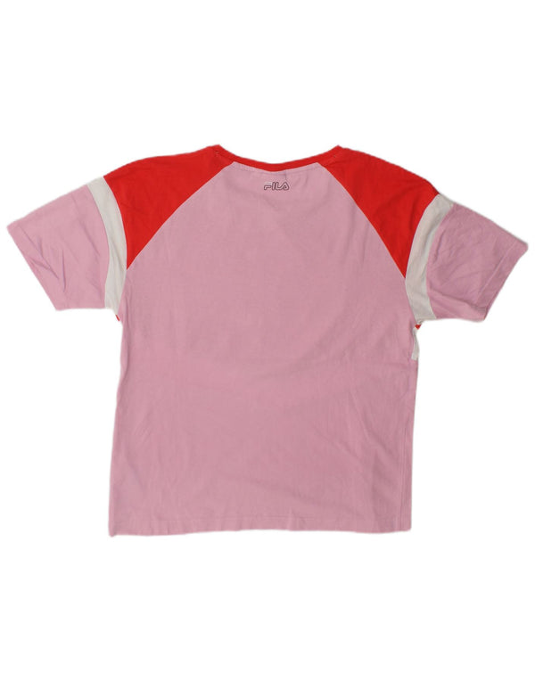 Damska koszulka z grafiką Fila Top UK 10 Small Pink Colorblock Cotton