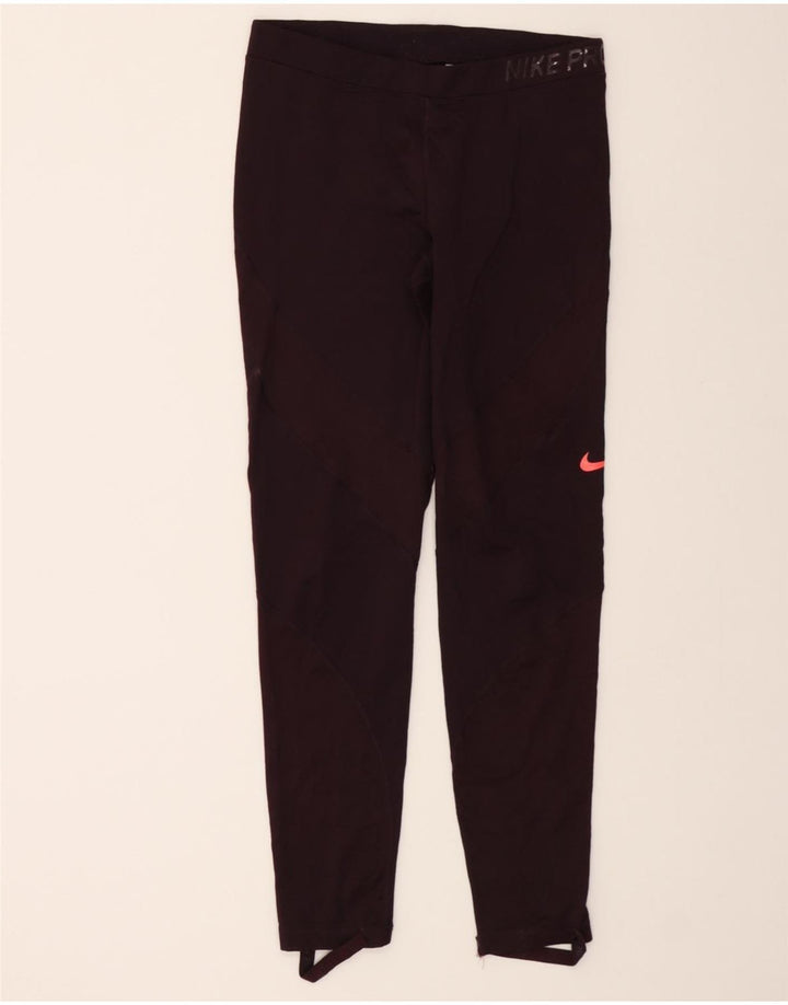 NIKE Womens Leggings UK 14 Large  Burgundy Polyester Vintage Nike and Second-Hand Nike from Messina Hembry 