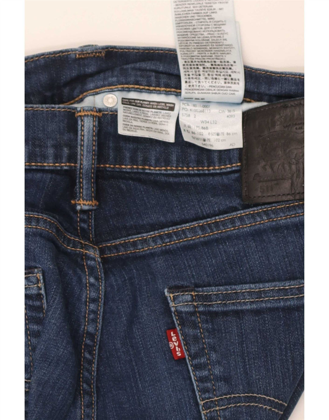 Męskie jeansy Levi's 511 Slim W34 L32 Granatowa bawełna