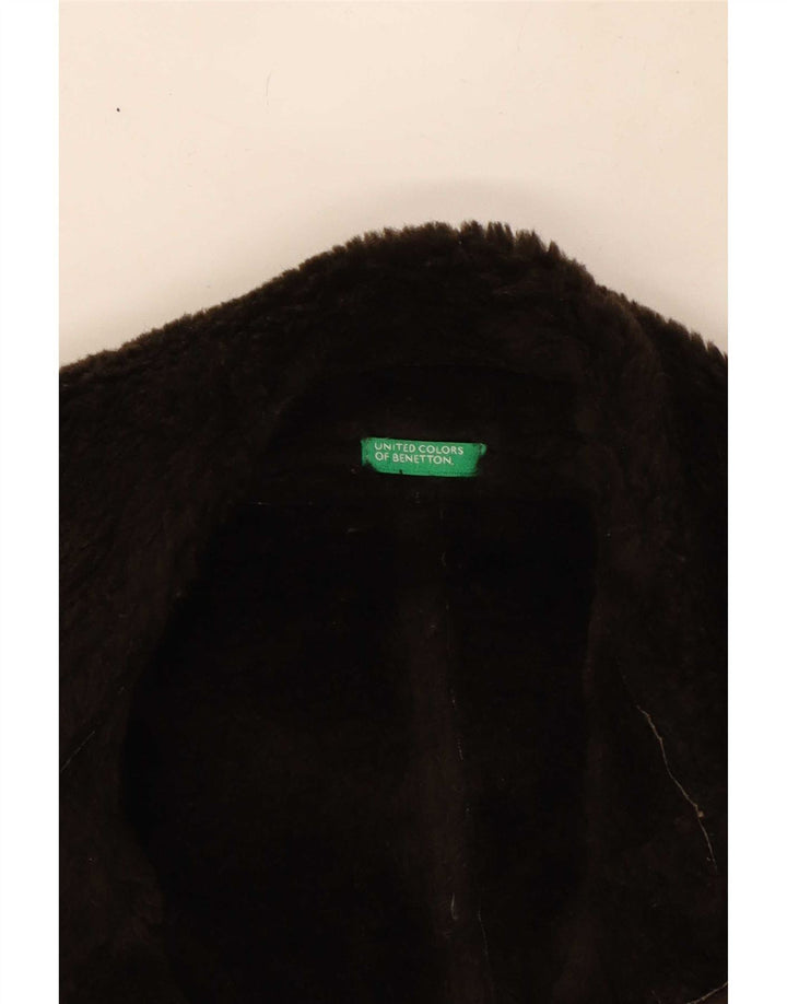 Kurtka damska Benetton Sherpa IT 46, duża, brązowa, akrylowa