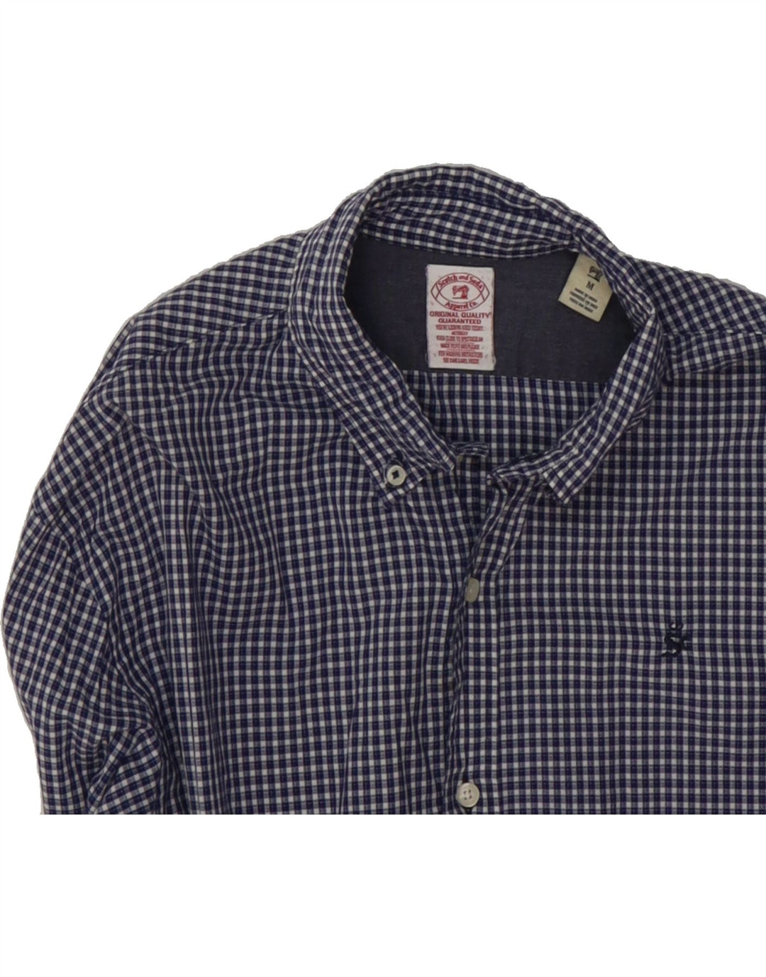 SCOTCH & SODA Mens Shirt Medium Navy Blue Check Vintage Scotch & Soda and Second-Hand Scotch & Soda from Messina Hembry 