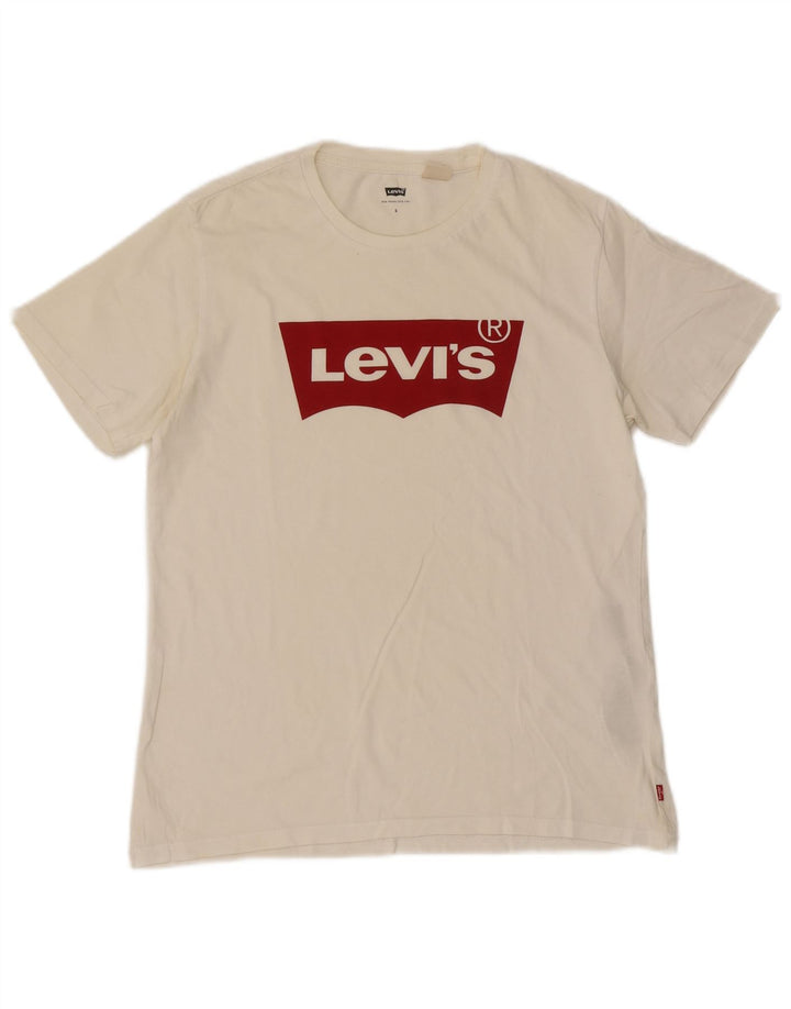 Męski T-shirt z grafiką Levi's, mały, biały, bawełniany