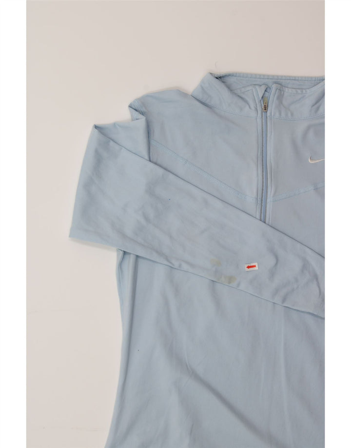 NIKE Womens Zip Neck Pullover Tracksuit Top US 8/10 Medium Blue Nylon Vintage Nike and Second-Hand Nike from Messina Hembry 
