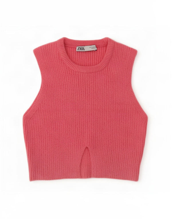Damski podkoszulek Zara Crop Vest UK 8 Small Pink Cotton