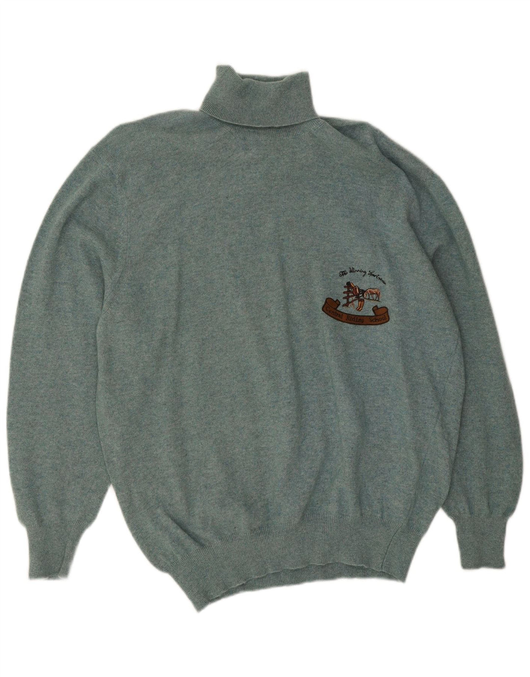 Vintage męski sweter z golfem, duży, zielony