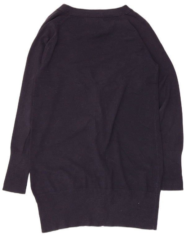 Damski sweter o przedłużonym fasonie Zara UK 14, duży, granatowy, bawełniany