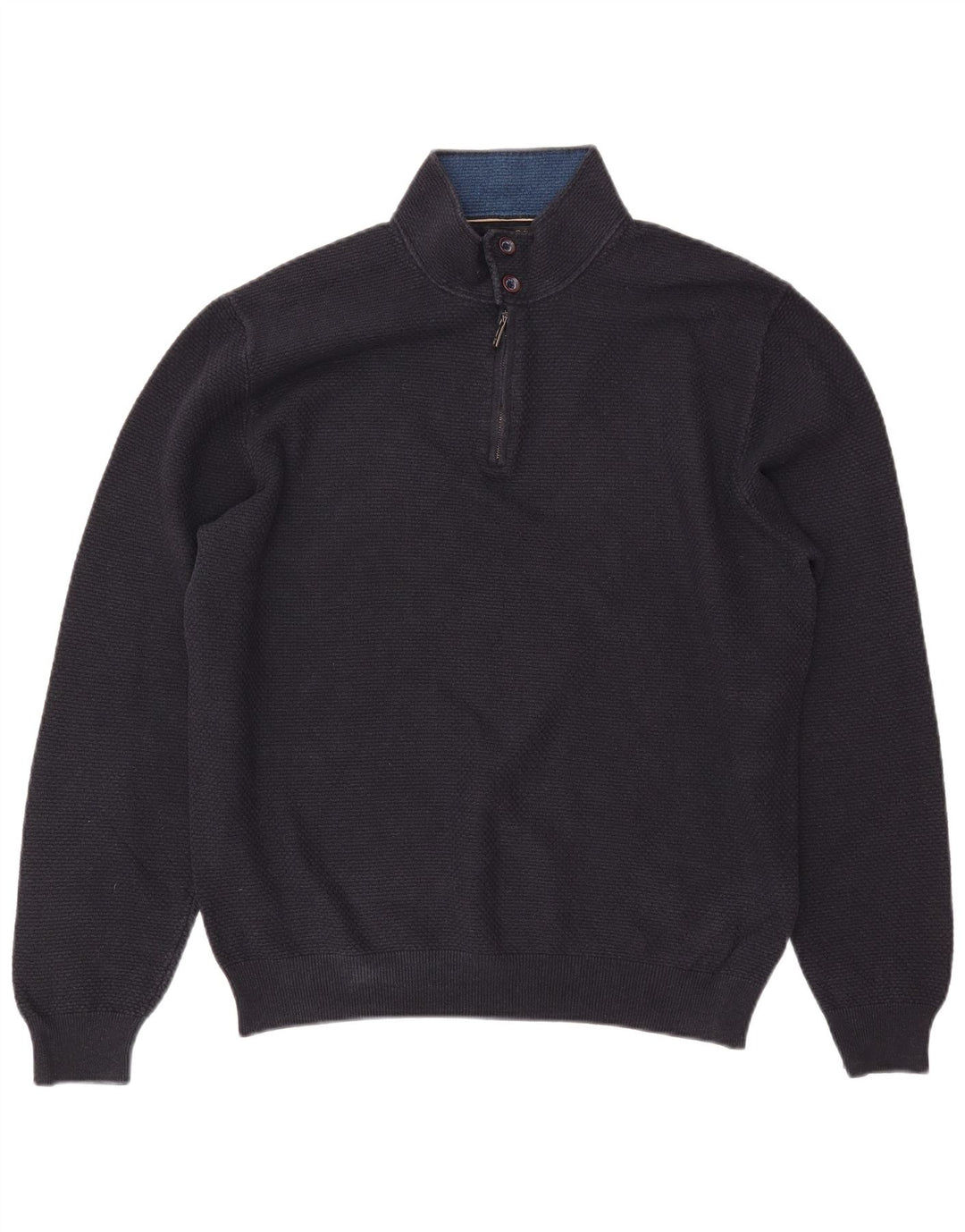 MASSIMO DUTTI Męski sweter zapinany na zamek, 2XL, granatowy, bawełniany