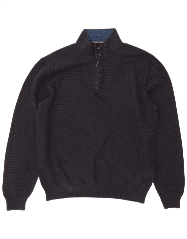 MASSIMO DUTTI Męski sweter zapinany na zamek, 2XL, granatowy, bawełniany