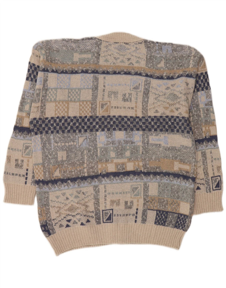 Sweter męski w stylu vintage, średni, wielokolorowy, geometryczny