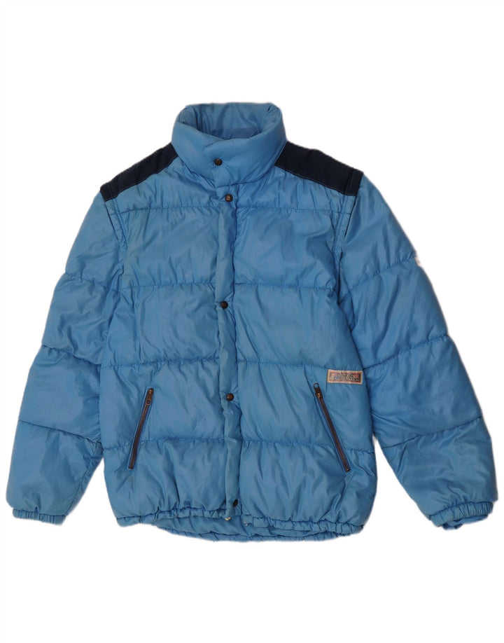 Męska wyściełana kurtka z kapturem w stylu vintage IT 52 XL Niebieski poliamid w blokach kolorów