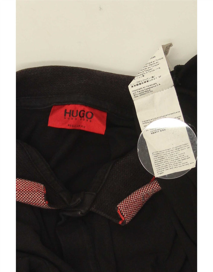 Męska koszulka polo Hugo Boss, duża, czarna, bawełniana w paski