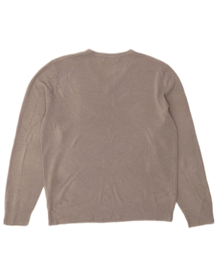 Męski sweter Marks & Spencer Blue Harbor z dekoltem w kształcie litery V, średnioszary, akrylowy