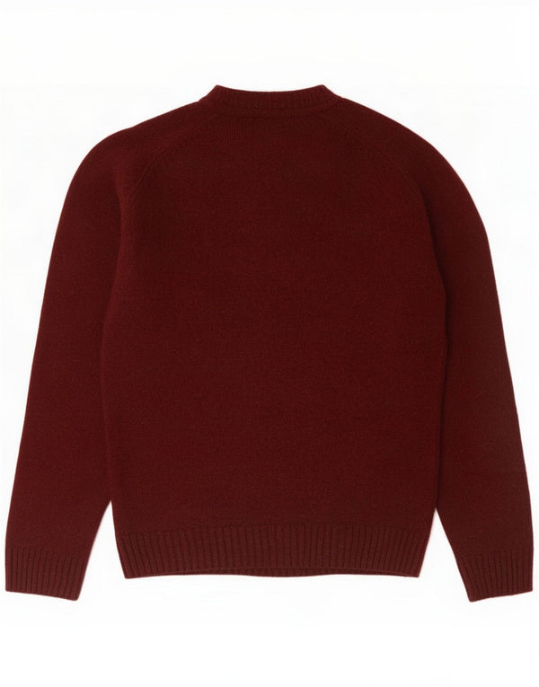 Marks & Spencer Męski sweter z dekoltem w łódkę Średni bordowy owcza wełna