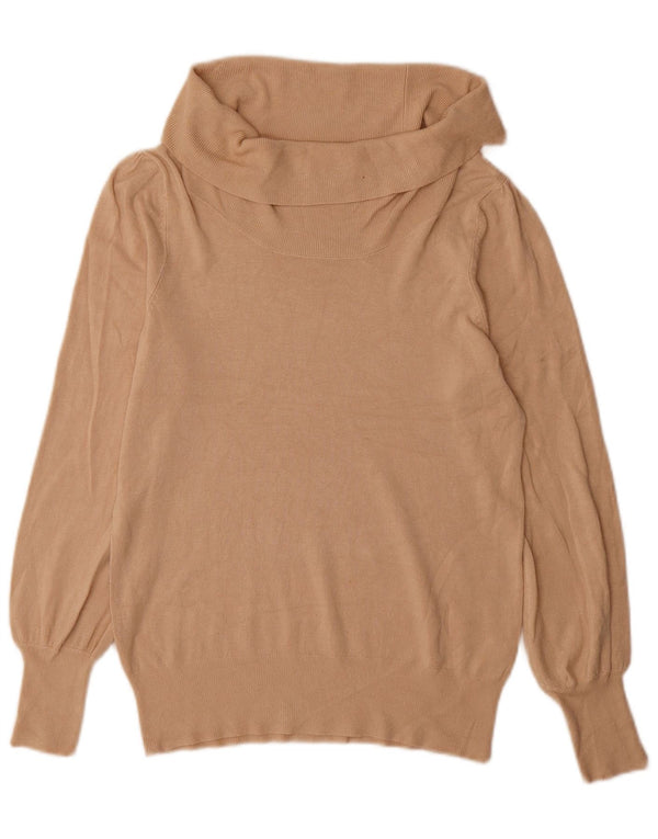Marks & Spencer Damski sweter z golfem UK 14, duży, beżowy, wiskoza