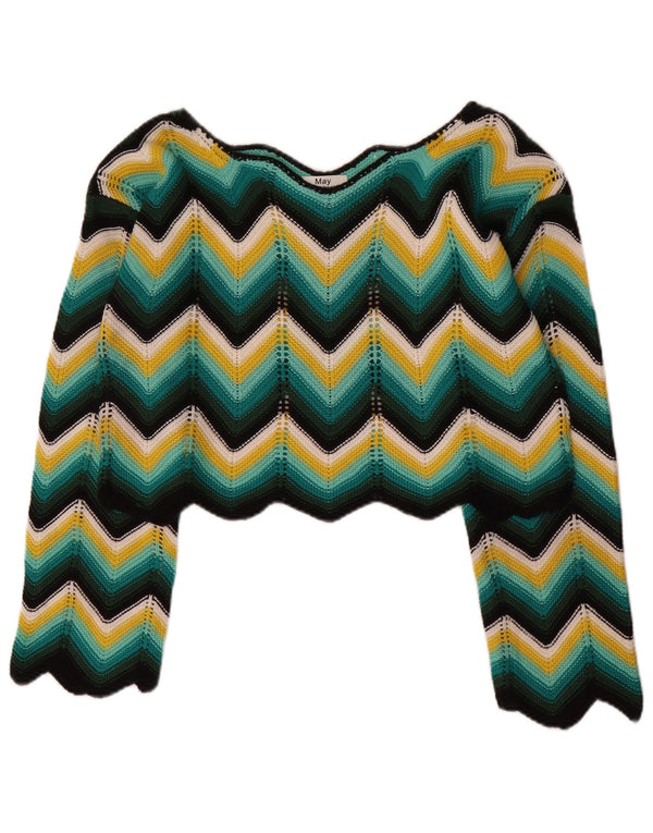 Damski sweter z dekoltem w kształcie litery V, May By Shining Star, UK 14, średni, wielokolorowy