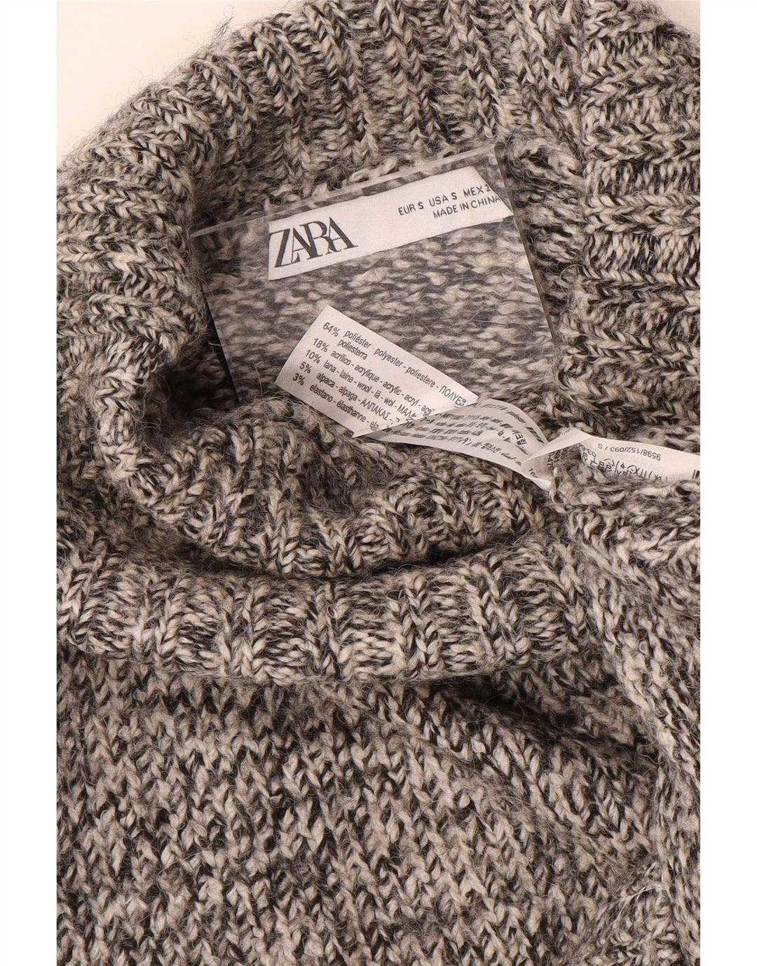 Damski sweter oversize z golfem Zara UK 10 Small Grey Flecked