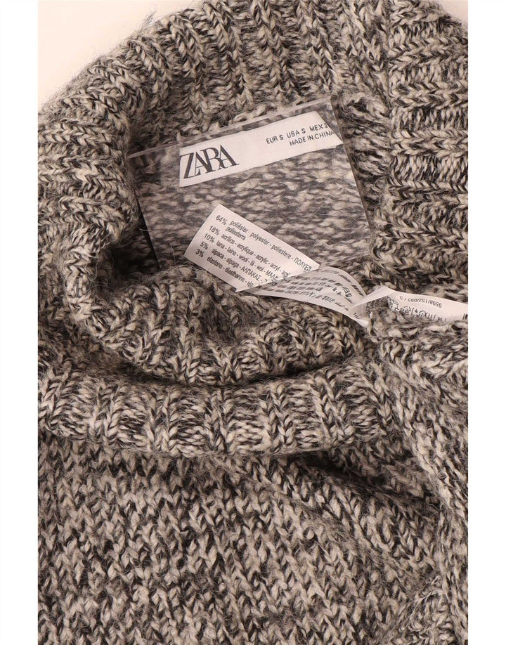 Damski sweter oversize z golfem Zara UK 10 Small Grey Flecked