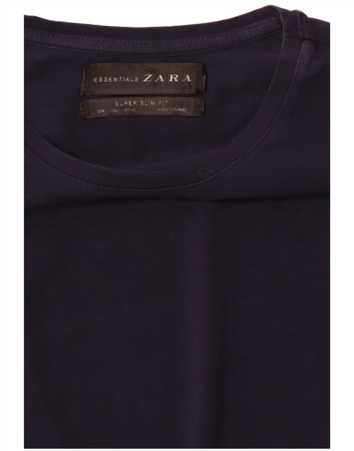 T-shirt męski Super Slim Fit Zara, duży, granatowy