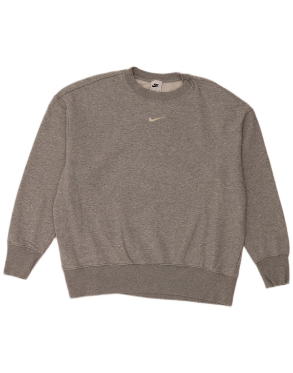 Nike Womens Oversized Sweatshirt Jumper UK 14 Medium Grey Cotton