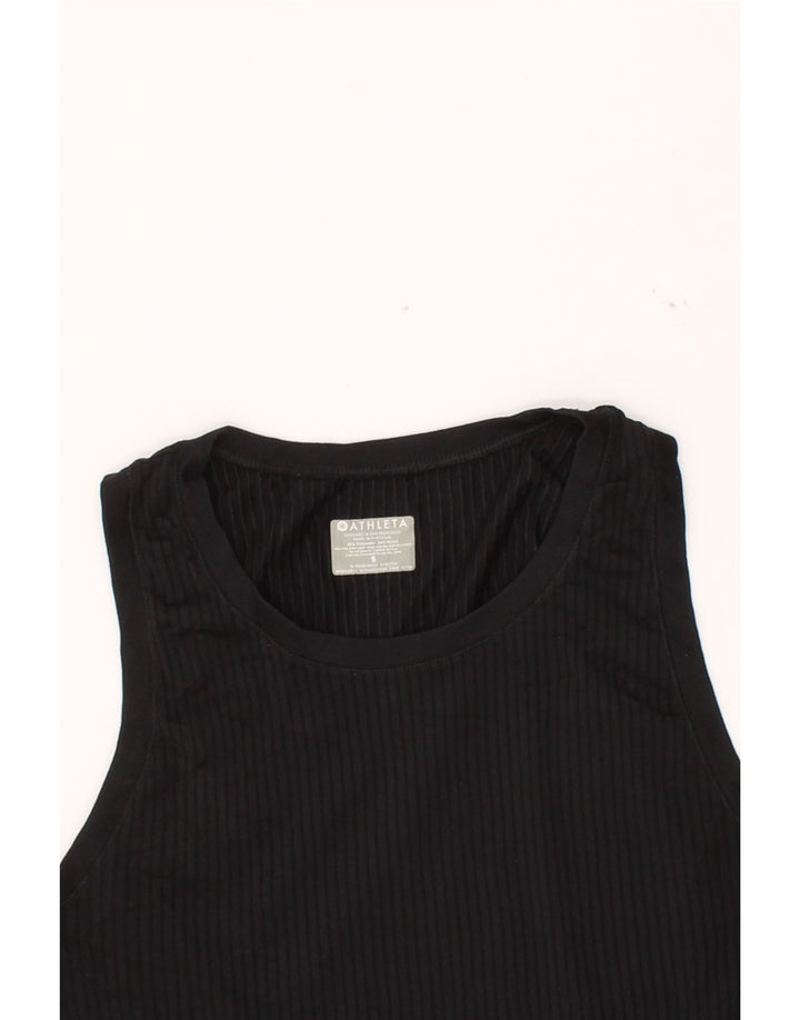 ATHLETA Womens Vest Top UK 10 Small Black Striped Polyester Vintage Athleta and Second-Hand Athleta from Messina Hembry 