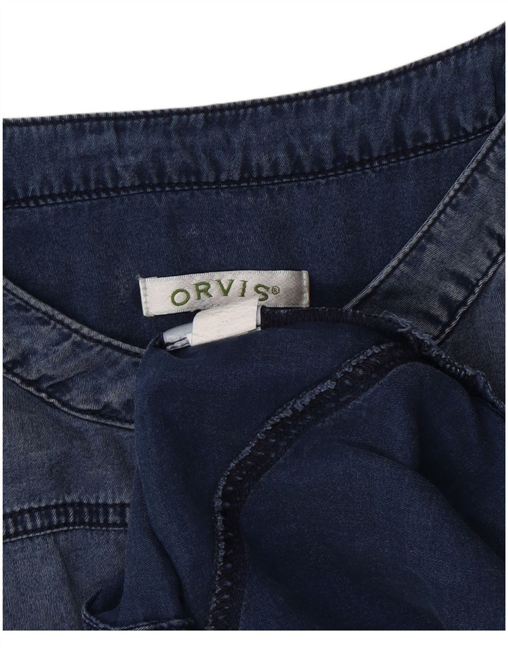 ORVIS Womens Longline Pullover Shirt UK 16 Large Blue Lyocell