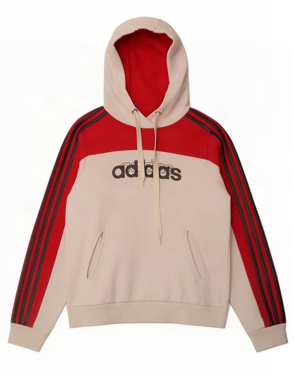 Damska bluza z kapturem Adidas Graphic UK 14 Średnia biała bawełna z blokami kolorów
