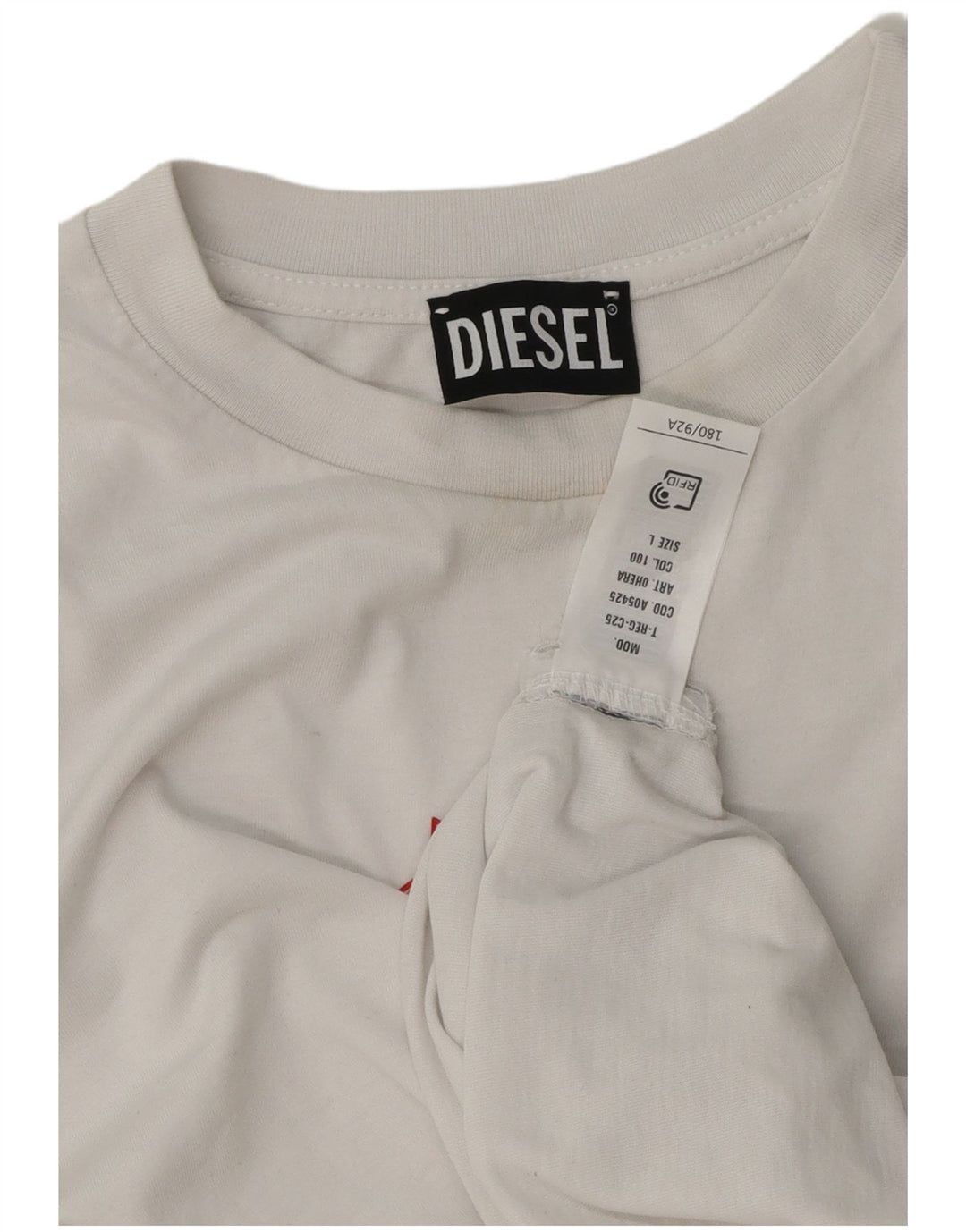 Chłopięcy T-shirt z grafiką Diesel, rozmiar 13-14 lat, duży, biały