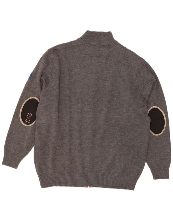 Sweter męski w stylu vintage, 5XL, szara wełna merynosów