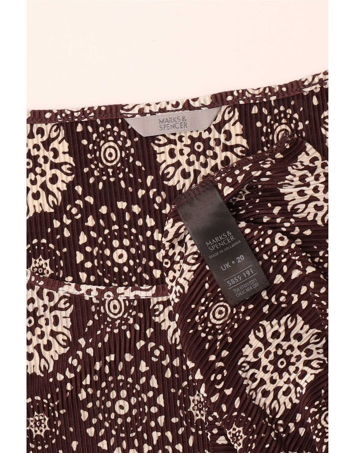 Marks & Spencer Damski top z abstrakcyjnym wzorem, rękaw 3/4, UK 20 2XL, brązowy