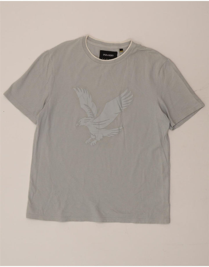 Lyle & Scott Męski T-shirt z grafiką o swobodnym kroju, średni niebieski, bawełniany