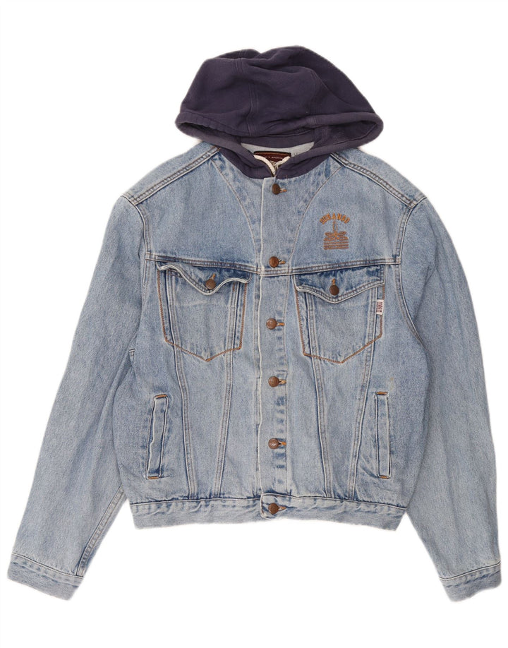 Męska kurtka dżinsowa z kapturem DURANGO UK 40, duża, niebieska, bawełniana w bloki kolorów