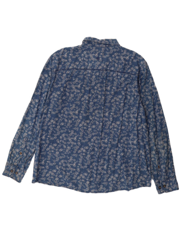 Koszula męska Fat Face 2XL, niebieska, bawełniana w kwiaty