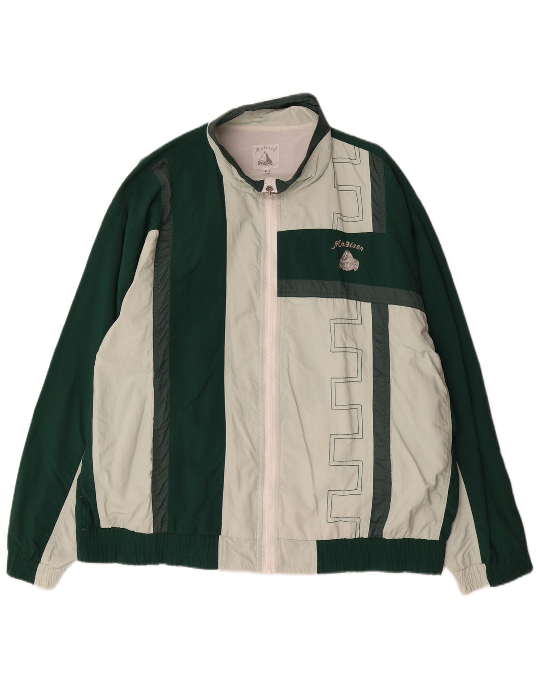 Madison Męska kurtka dresowa XL, zielona, z blokami kolorów, poliamidowa, sportowa