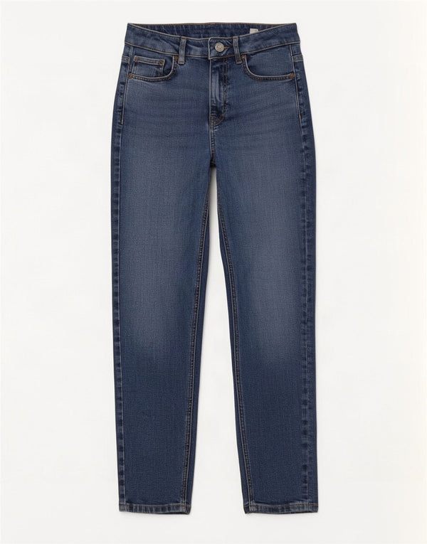 Marks & Spencer Damskie jeansy z wysokim stanem, zwężane UK 8, małe, W24 L26, niebieskie