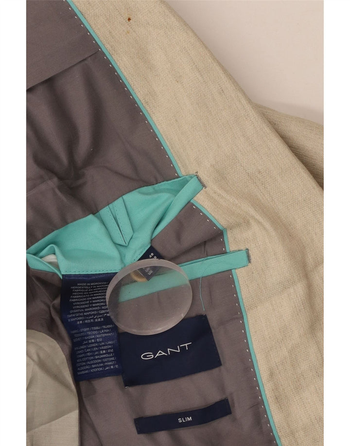 Męska marynarka GANT zapinana na 2 guziki, UK 38, średnio beżowa, lniana