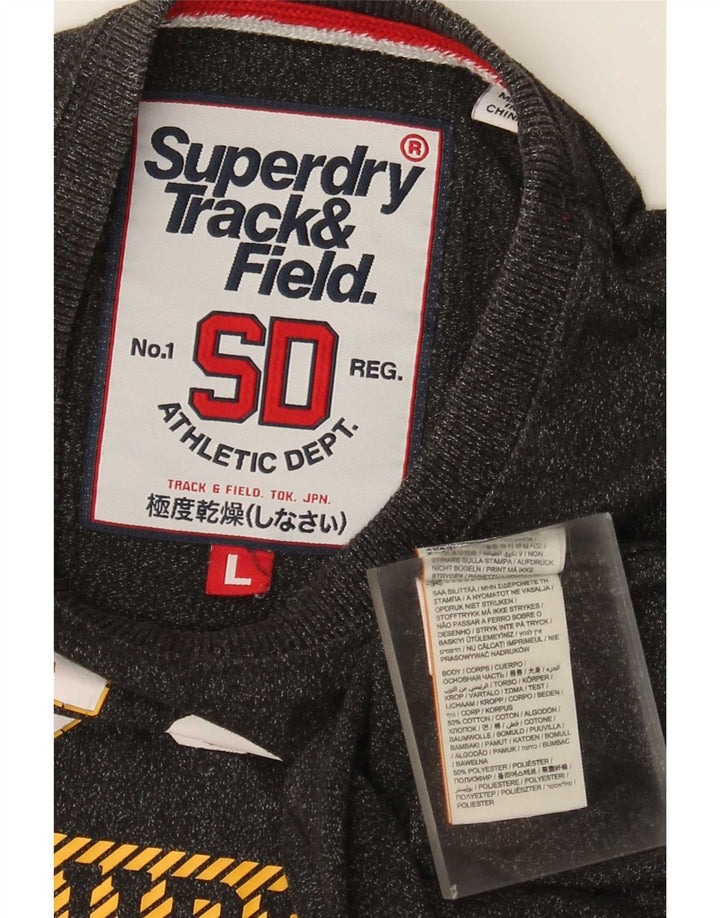 Męski T-shirt z grafiką Superdry, duży, szary, bawełniany