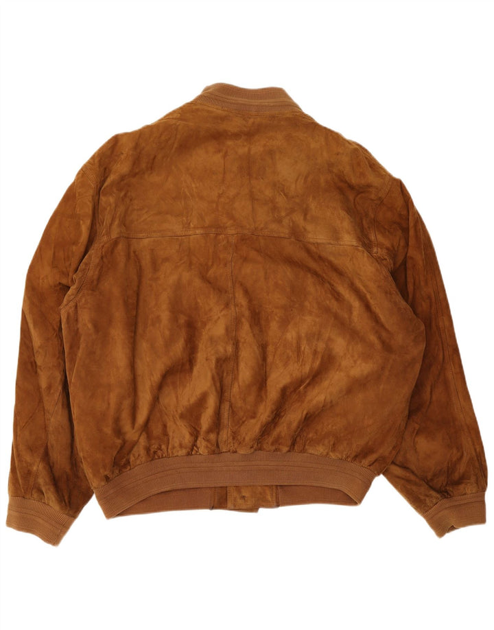Zamszowa kurtka bomber męska vintage IT 56 3XL brązowa