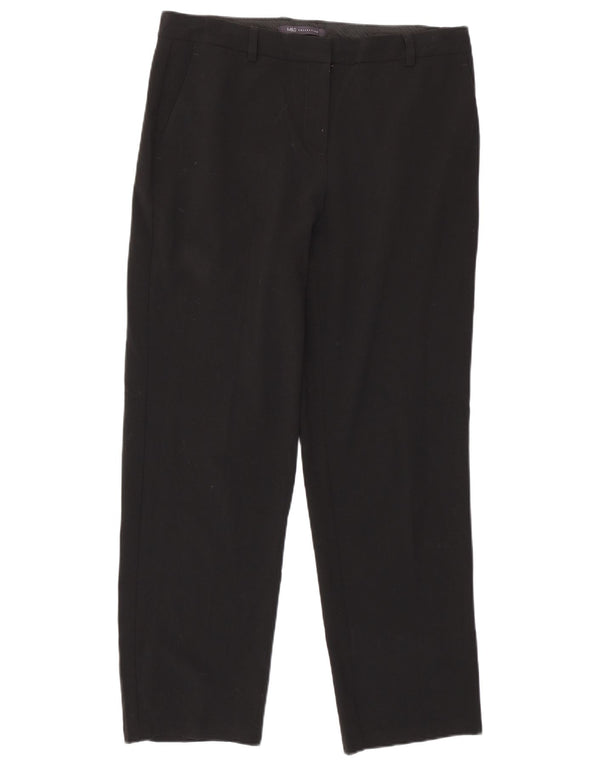 Marks & Spencer Womens Slim Casual Trousers UK 12 Medium W32 L28 Black