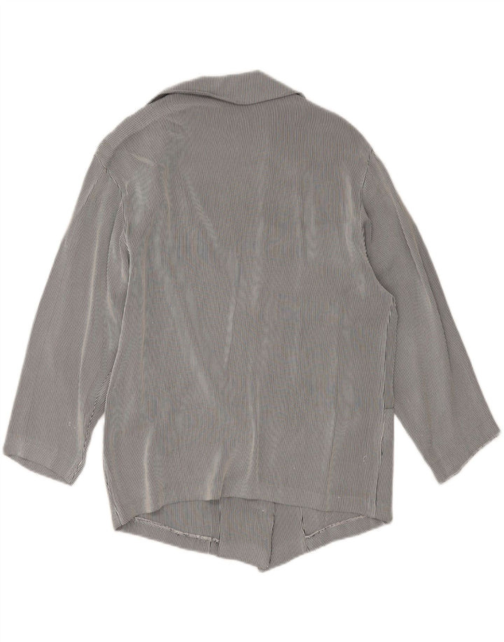 CREA Womens 3 Button Blazer Jacket UK 12 Medium Grey Pinstripe Rayon Vintage Crea and Second-Hand Crea from Messina Hembry 