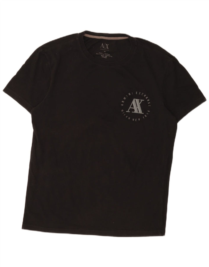 Męska koszulka z grafiką Armani Exchange, średnia, czarna bawełna