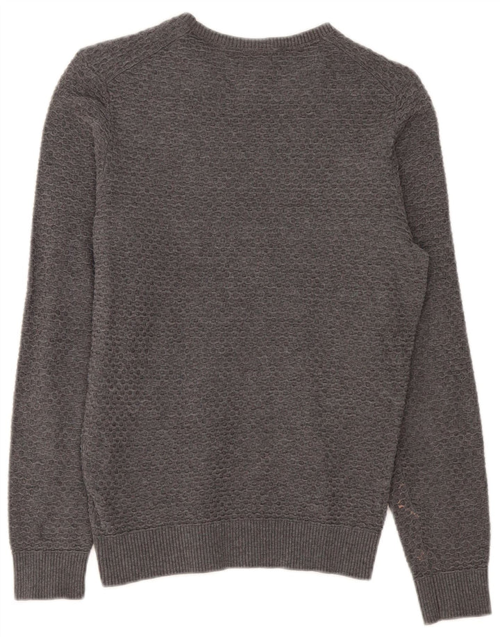 Męski sweter Massimo Dutti z dekoltem w łódkę, mały, szary, bawełniany